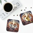 thumbnail image 4 of Vsdgher Romantic Flower Fox Leather Coasters for Drinks, Durable Drink Coasters 4 Set for Tabletop Protection, Luxurious Home Décor and Housewarming Gift ( {designName})Square, 4 of 6