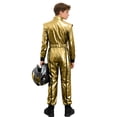 thumbnail image 2 of Raenseen Kids Boys Metallic Racing Jumpsuit Racing Suit Race Car Driver Moto Gear Jersey Set Gold 8, 2 of 6