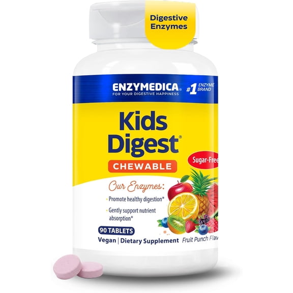 Kids Digest, Chewable Digestive Enzymes, Fruit Punch, 90 Chewable Tablets, Enzymedica