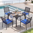 thumbnail image 5 of Vitarpatio 5 Piece Outdoor Patio Dining Set, Metal Outdoor Furniture Set with Square Dining Table and 4 Chairs, All-Weather Patio Table and Chairs Set for 4, Hollow Back Armchairs W/ Cushions, 5 of 10