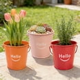 thumbnail image 4 of "Hello" Metal Mini Bucket With Handle For Pen Storage & Candy Container Front Porch Decorations Outdoor,Pink, 4 of 5