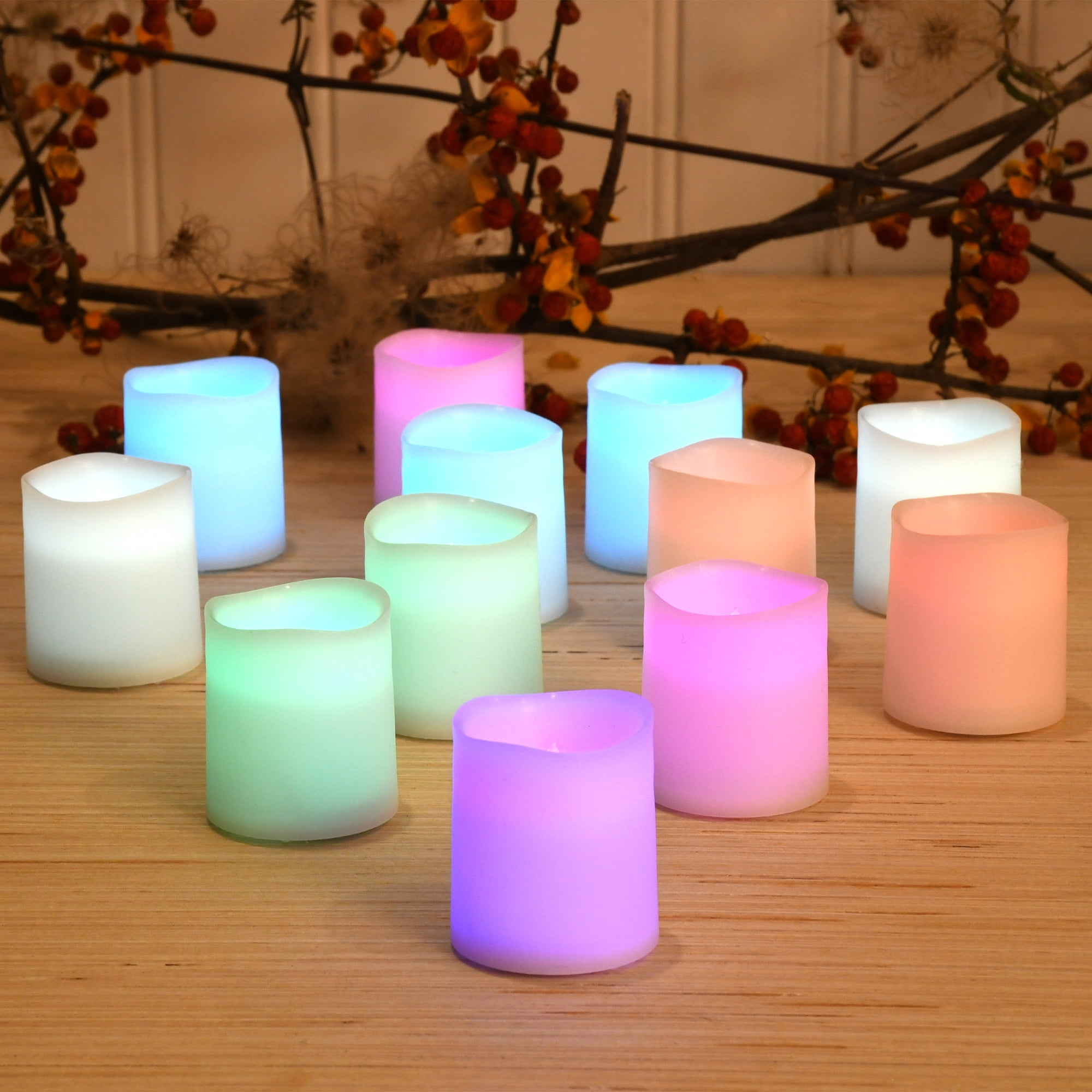 LUMABASE 12 Candles (15 Hours) in Frosted Glass Votives 30948