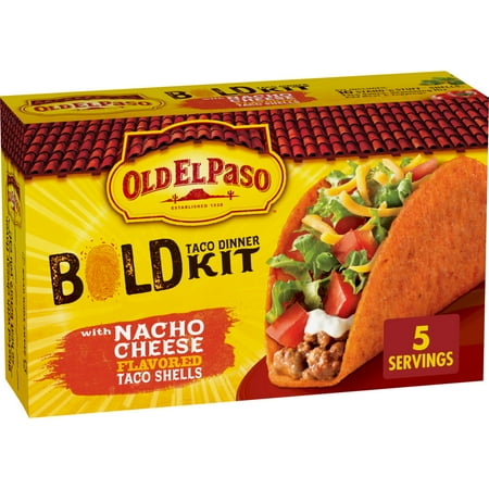 Old El Paso Stand 'N Stuff Bold Nacho Cheese Flavored Taco Dinner Kit, 10 Count, 9.5 oz