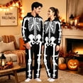thumbnail image 2 of Halloween Skeleton Onesie Adult 2026 3D Print Hooded Zip up Jumpsuit Stretchy Pajamas Unisex Party(Black,XXL), 2 of 6