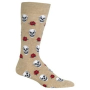 Hot Sox Mens Skulls and Roses Crew Socks