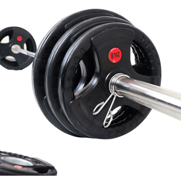 BalanceFrom Cast Iron Olympic Weight Including 7FT Olympic Barbell, 300