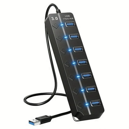 Jous USB Hub Splitter,7 Port  3.0 for Laptop Desktop USB Adapter with Individual Switches
