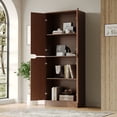 thumbnail image 2 of 71" Tall Pantry Cabinet with 4 Doors, Freestanding Larder & Kitchen Hutch Cabinet with Adjustable Shelves for Dining Room, Walnut, 2 of 8