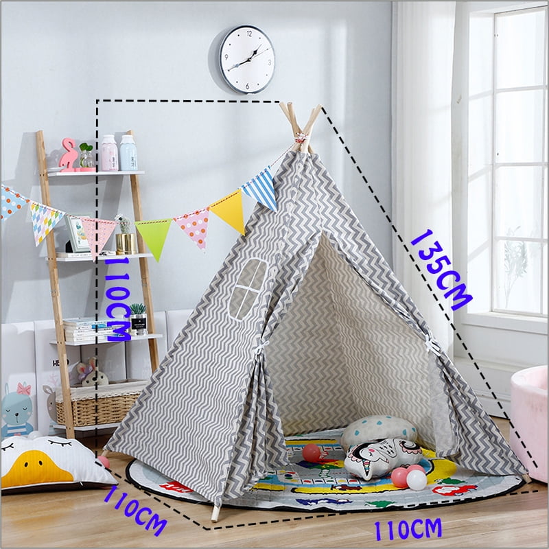 Large Cotton Kids Teepee Play Tent Indoor/Outdoor Playhouse Sleeping
