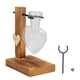 thumbnail image 3 of Macetero de vidrio con soporte de madera, florero de vidrio transparente hidropónico, florero de mesa, maceteros de vidrio para plantas de interior, acabado de lujo, 3 of 13