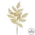 thumbnail image 3 of Vickerman 27" Gold Glitter Bay Leaf Lace Artificial Christmas Spray. Includes 12 sprays per pack., 3 of 3