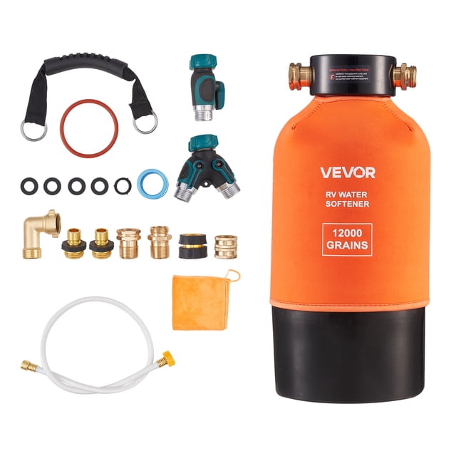 VEVOR RV Water Softener, 12,000 Grain, Portable Water Softener System with NPT 3/4" Fittings, Food-Grade Resin, Quick Connect, Convenient for RVs, Trailers, Boats, Mobile Car Washing