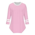 thumbnail image 5 of WCMZJ Women Dressy Casual Blouse 3/4 Sleeve Shirts Pleated Round Neck Business Work Tunic Tops Spring Summer Tees Pink 2XL, 5 of 5