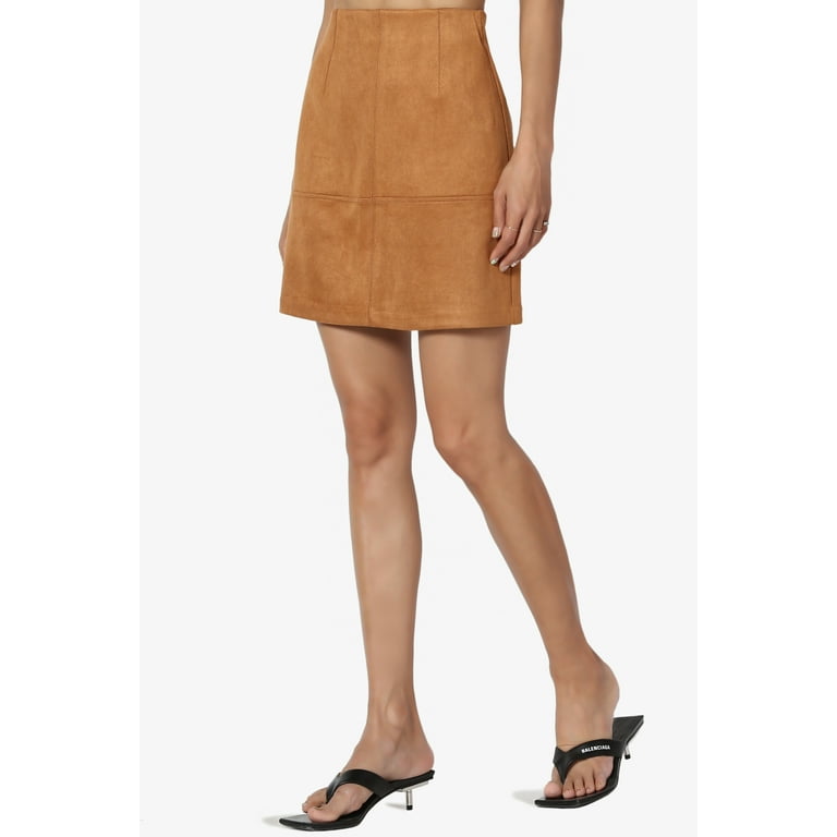 Pull on top faux suede skirt