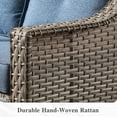 thumbnail image 5 of Ovios 6 Pieces Outdoor Furniture Set High Back All-Weather Wicker Patio Conversation Set with Ottomans & Solar Light Coffee Table, Denim Blue, 5 of 11