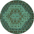 thumbnail image 1 of Ahgly Company Indoor Round Persian Turquoise Blue Traditional Area Rugs, 6' Round, 1 of 4