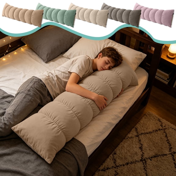 Long Body Pillow with Segmented Filling and Removable Velvet Cover for Side Sleepers, Pregnant Women - Leg and Back Support
