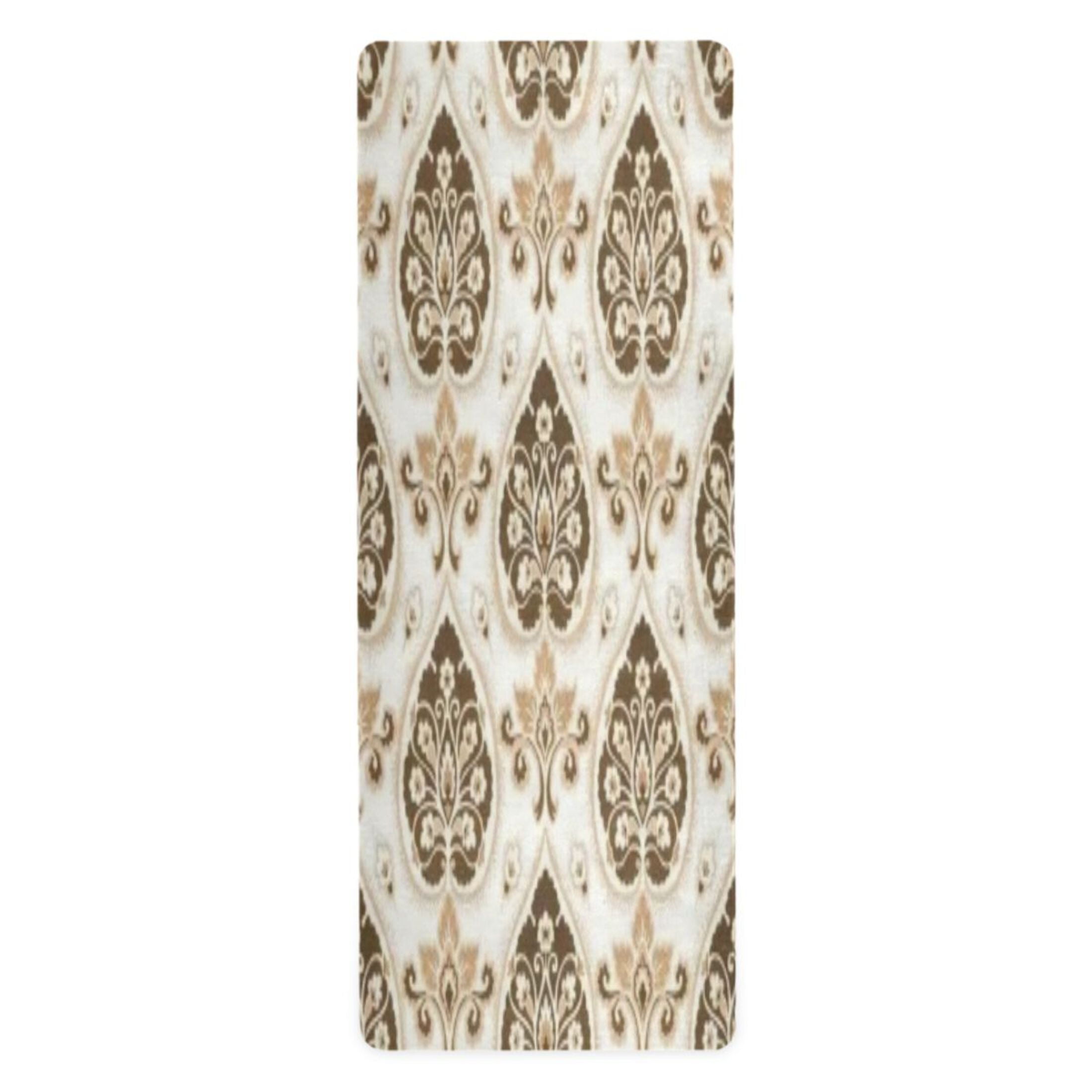 BZSMCE Yoga Mat Women Fitness Mat Gold Cream Ornate Damask Pattern