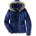 thumbnail image 1 of Aeropostale - Chaqueta acolchada con forro de piel sintética para mujer, azul, mediana, 1 of 1