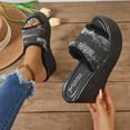 thumbnail image 6 of AXXD Black Comfy Sandals for Women Summer Wedge Plus size Toe Denim Fish Mouth Sandals With Thick Sole Mothers Day, 6 of 9
