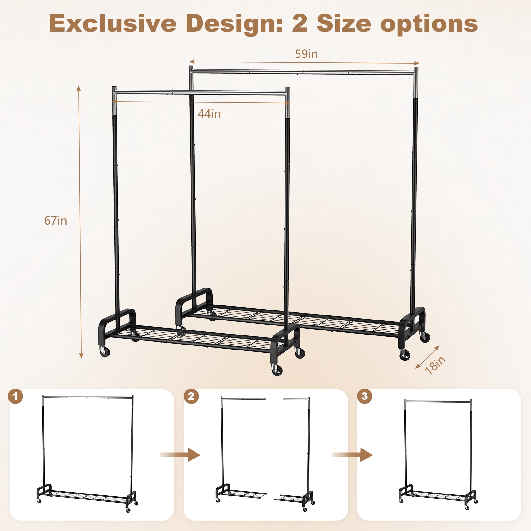 Mr IRONSTONE Heavy Duty Clothes Rack 400 lbs, Rolling Garment Rack with Wheels, Portable Metal Closet Organizer, Black Mr IRONSTONE Heavy Duty Clothes Rack 400 lbs, Rolling Garment Rack with Wheels, Portable Metal Closet Organizer, Black - Image 6