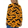 thumbnail image 3 of Abcomgle Halloween Shirts for Women Plus Size Spooky Pumpkin Bat Graphic T Shirts for Women Oversized Crewneck Long Sleeve Top for Women Holiday Fashion Womens Tunic Tops,2XL, 3 of 4