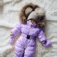 thumbnail image 4 of LFEOOST Outerwear Romper Coat Warm Infant Baby Jacket Snowsuit Girls Hooded Jumpsuit Girls Snow for Kids 3M-24M Purple 60, 4 of 9
