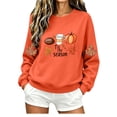 thumbnail image 7 of YFNNUP Women's Halloween Sweatshirts Tis The Season Pumpkin Football Graphic Pullover Tops Fall Crewneck Long Sleeve Shirts Orange,XL, 7 of 7