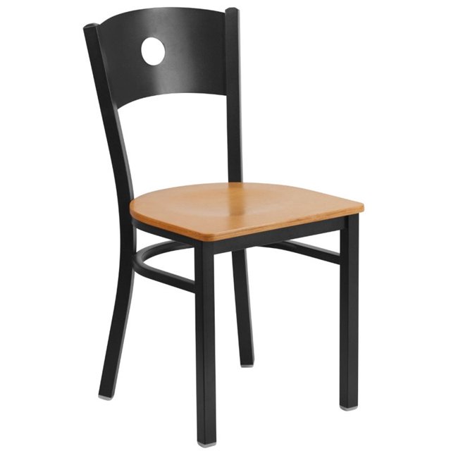 Flash Furniture Restaurant Dining Chair in Black and Natural