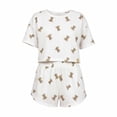 thumbnail image 4 of Fengactive Womens Cherry Print Lounge Set Pointelle Top and Elastic Shorts Summer Sleepwear, 4 of 5