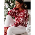 thumbnail image 2 of Yesfashion Women's Ugly Christmas Sweaters Snowflake Reindeer Long Sleeve Knit Xmas Sweater Pullover Tops, 2 of 6