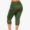 thumbnail image 5 of Tmtolofot Womens Yoga Pants With Pockets Skinny Fit Capri Leggings For Women Tummy Control Workout Leggings Solid Color Elastic Waist Compression Capris Pants , 1#Army Green , 5X-Large, 5 of 8
