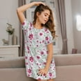 thumbnail image 3 of Naloa Lilies Flowers Print Women Nightgowns,Womens Loungewear,Short Sleeve Sleepwear,Comfy Ladies Nightdress, 3 of 6