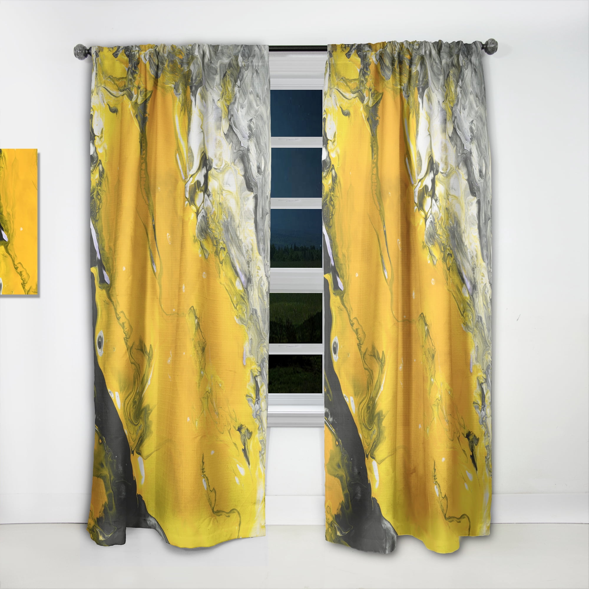 Designart 'Yellow Marbled III' Modern & Contemporary Curtain Panel