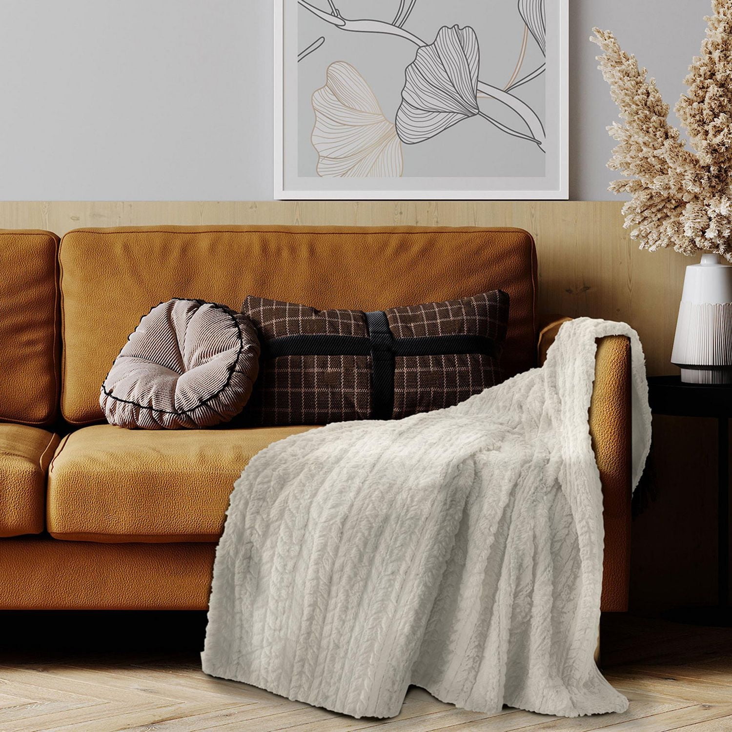 Faux Fur Throw Off White