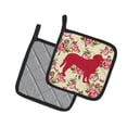 thumbnail image 2 of Curly Coated Retriever Shabby Chic Yellow Roses Pair of Pot Holders, 2 of 3