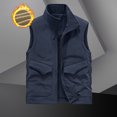 thumbnail image 4 of BiZtdJrK Mens Casual Outerwear Vest Lightweight Zip Up Fleece Sleeveless Jacket Outdoor Work Hiking Travel Golf Vest with Pockets Lightning Sales Of Today Prime Dark Blue M, 4 of 5