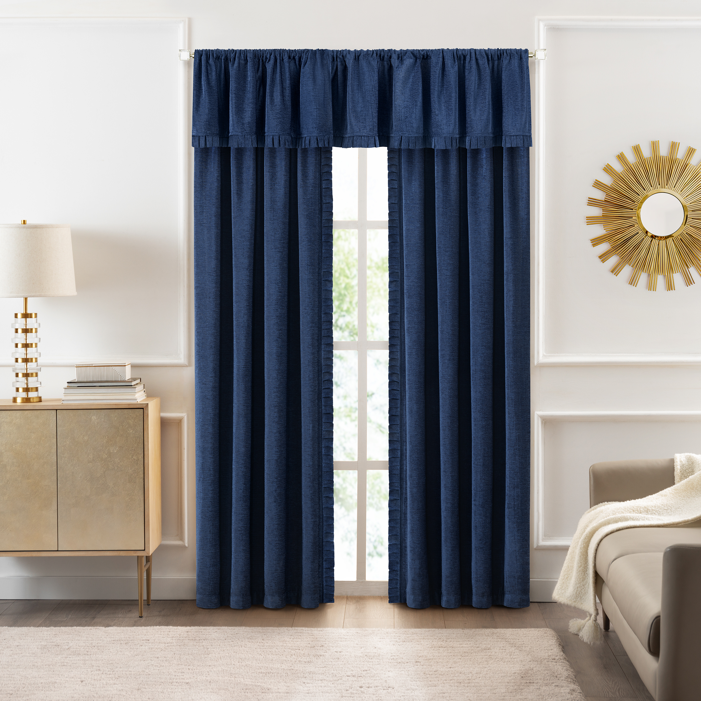 Achim Bordeaux Indoor Polyester Light Filtering Solid Curtain Panel, Navy, 52-in W x 63-in L - image 3 of 7