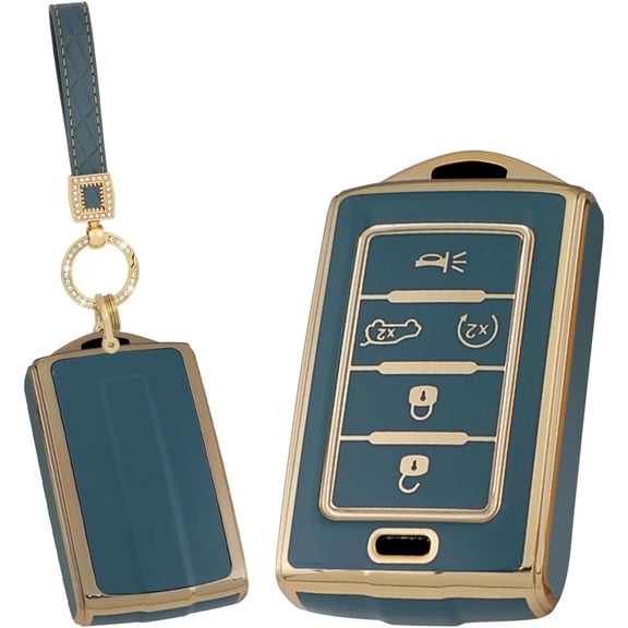 Key Fob Cover Compatible with Jeep Grand Cherokee Wagoneer 2021-2023 Keychain Case Holder Protector,5 Button-Grey