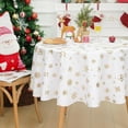 thumbnail image 2 of Christmas Tablecloth, Gold Snowflake Christmas Table Cloth for Winter, Christmas Tablecloths, Waterproof Spill-Proof Table Cover for Table, Kitchen, Dining, Holiday, 60 Inch Round, White, 2 of 5