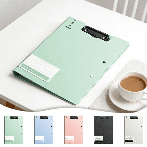 RBCKVXZ Clipboard Folder, A4 Foldable Clipboard with Horizontal and Vertical Double Metal Clips, 360 Degree Foldable Binder Clipboards with Pen Holder, File Cover Work Folder Clipboards, Green