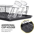thumbnail image 3 of FrostHike Dish Drying Rack. Large Capacity Dish Rack. Dish Drainer with Cutlery Holder. Removable Drip Tray. Cup Holder. Compact Kitchen Drainers for Countertop. Black, 3 of 5