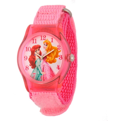 Girlsu0027 Plastic Case Watch, Pink Nylon Strap