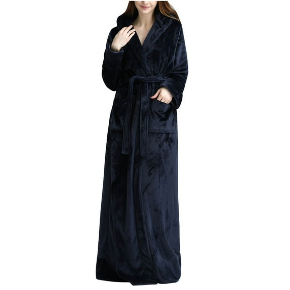 fheaev Robes For Women Classic Unisex Premium Cotton Warm Night Gown Bathrobe Luxury Soft Thick And Fleece Plush Long Terry Cloth Household Sashes Pokets Clothes Bathrobe Long Pajamas