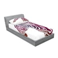 thumbnail image 2 of Ambesonne Animal Fitted Sheet & Pillow Sham Set, Ornamental Zebra Profile, Twin, Purple Coral and Pink, 2 of 2