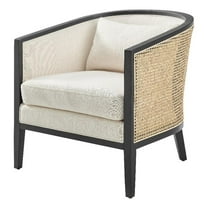 Pemberly Row Accent Arm Chair with Rattan in Black Leg Color