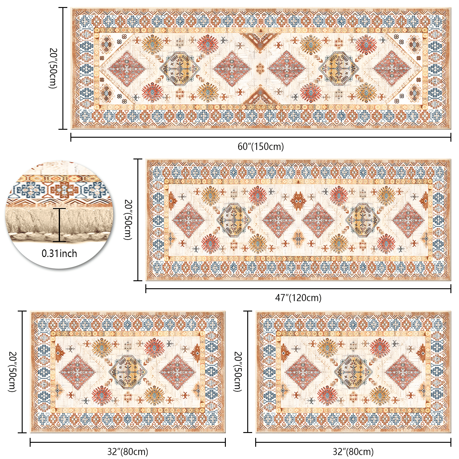 3 Pieces Kitchen Rug Sets with Runner Non Slip Washable Mats for Floor Thick Kitchen Floor Mat Carpet Runner Rugs for Hallway Laundry Holiday Decor