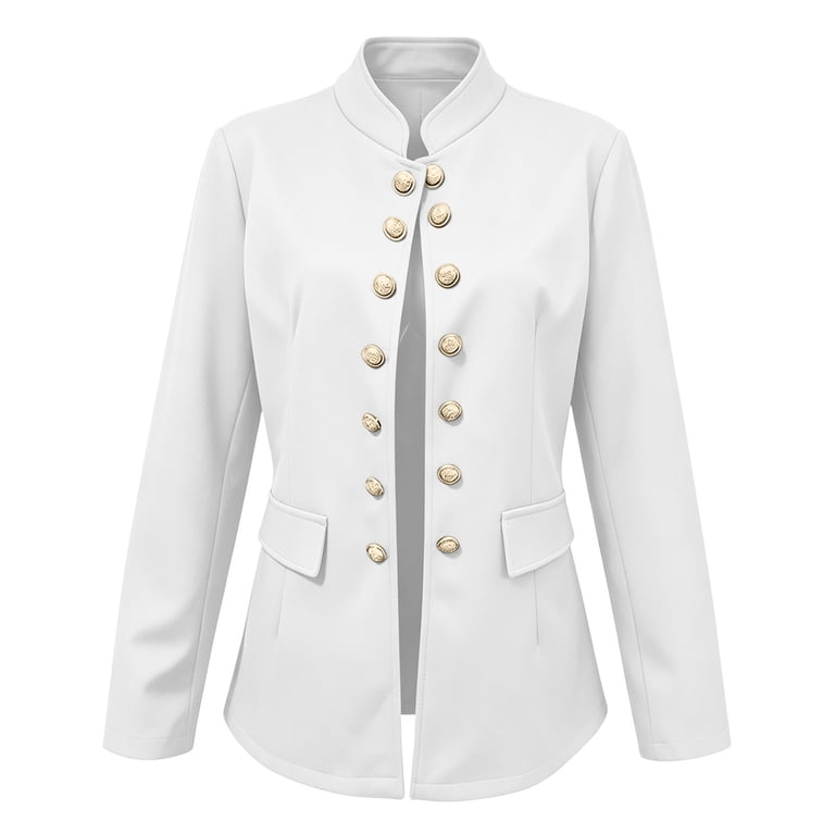 KTFgvq Women's Gold Button Jacket, Stand Collar Blazer Coat