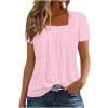 thumbnail image 6 of Posijego Women's Square Neck Tunic Tops Summer Casual Loose Short Sleeve Eyelet Blouses Pleated Loose Shirts for Women, 6 of 6