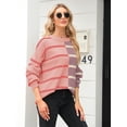 thumbnail image 3 of ORUYROP Chandail Rayé pour Femmes Col Rond Manches Longues Tricoté Bloc de Couleur Décontracté Ample Léger pour Femmes, 1-Rose, TTG, 3 of 6